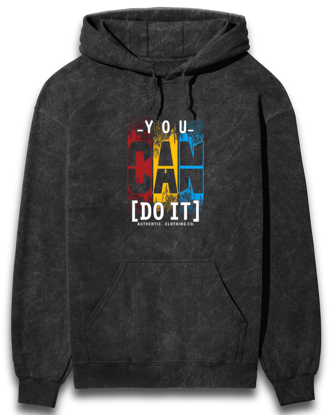 Levoyaa - You Can Do It - Acid Wash Hoodie