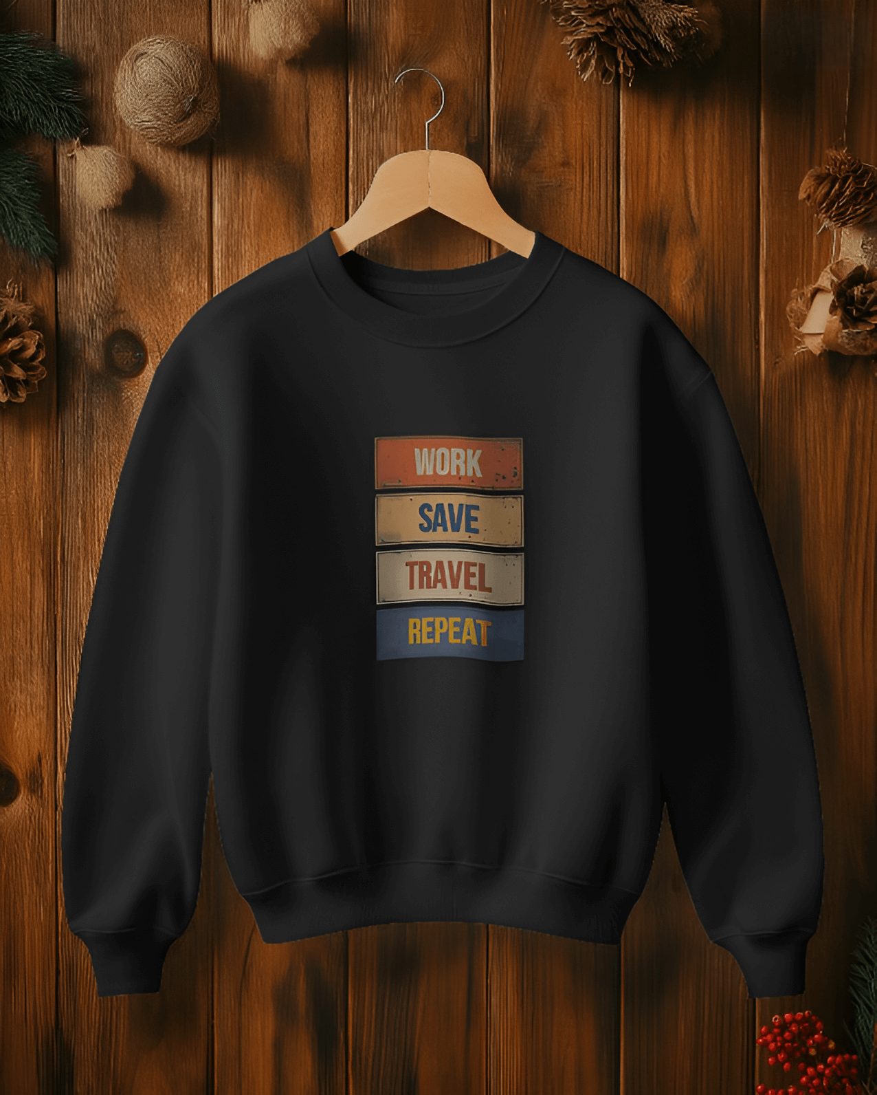 Levoyaa - Work Save Travel Repeat Oversized Sweatshirt